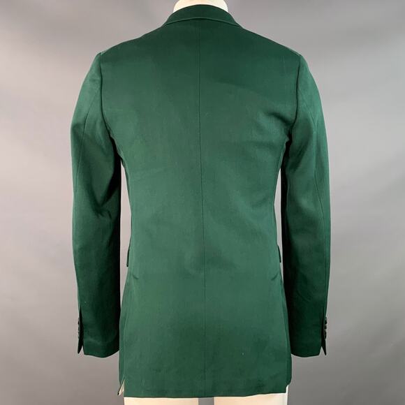 CALVIN KLEIN 205W39NYC 36 Green Wool Twill Double Breasted Peak Lapel Sport Coat - Picture 3 of 10